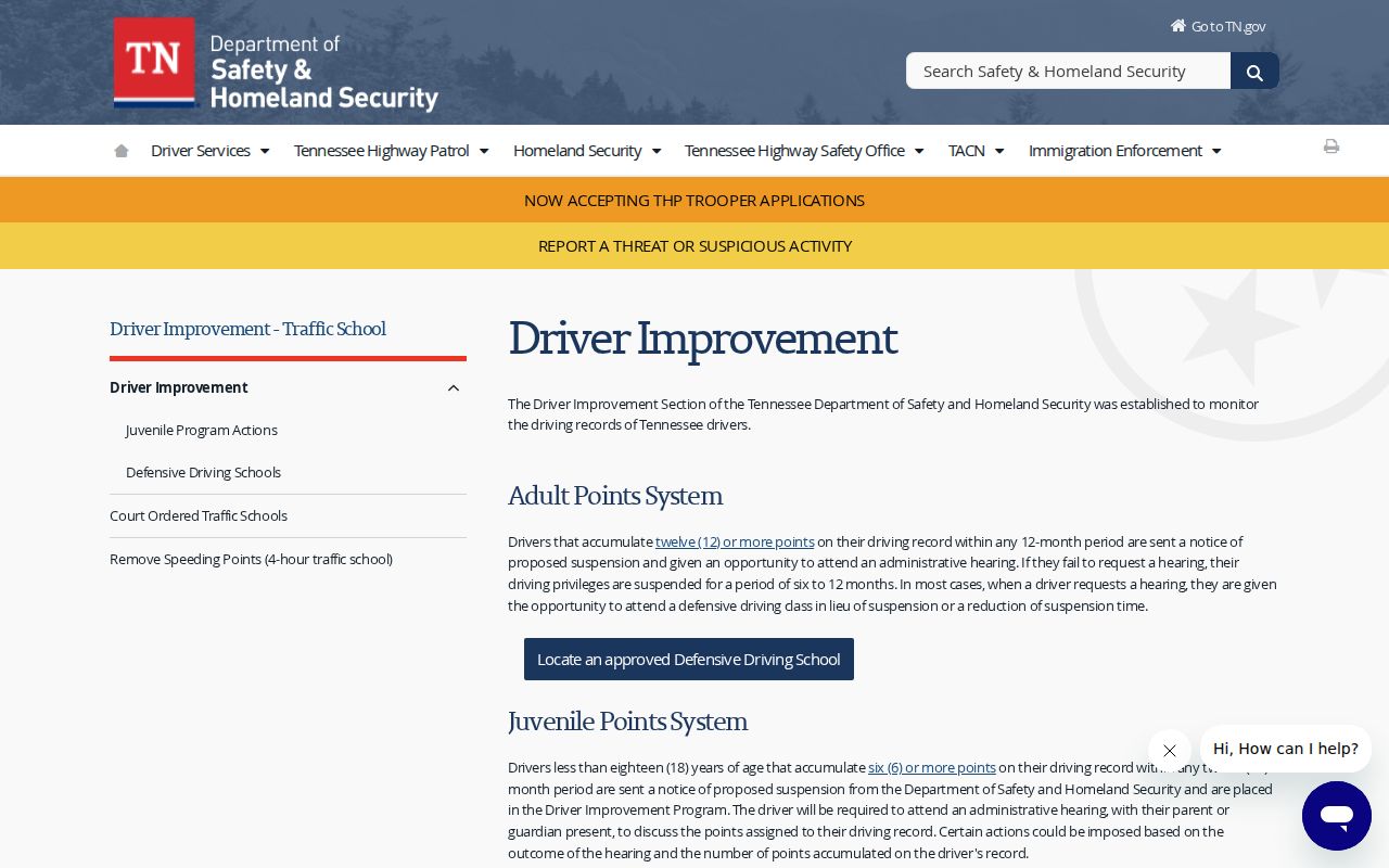 Monroe County traffic court records and Tennessee point threshold